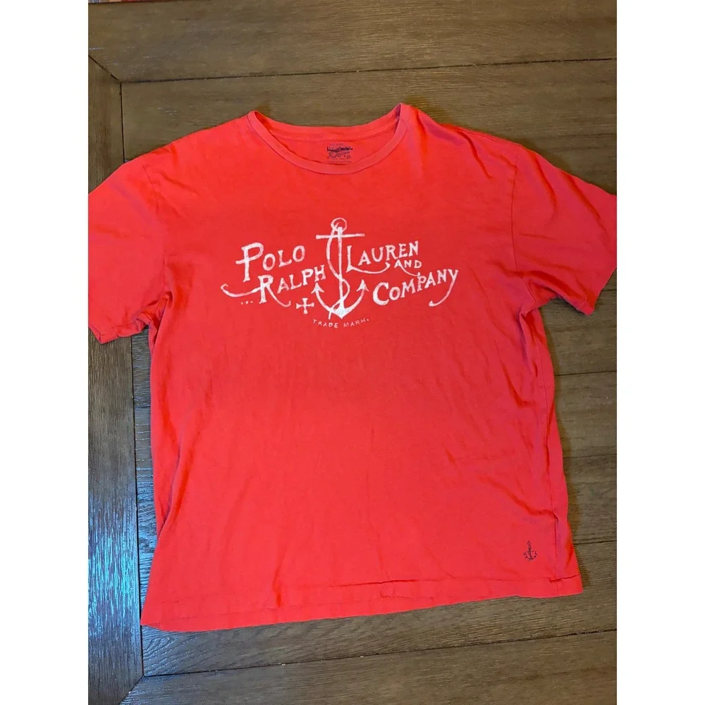 Polo Ralph Lauren Graphic Tee Men L Red Anchor Nautical Short Sleeve